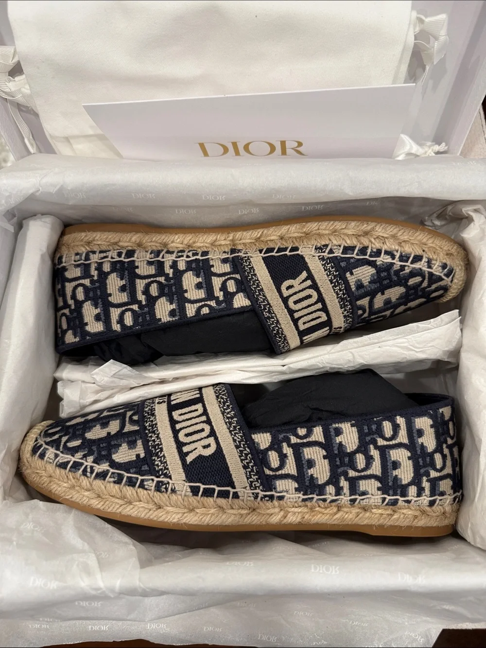 Christian Dior  Granville Deep Blue & Beige Monogram Espadrilles - Picture 11 of 13